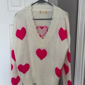 Altar'd State Oversized Heart V-neck sweater size Small